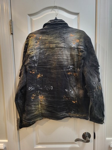 Jordan Craig Legacy Edition Black Denim Jacket Large - Paint Splatter Style - Picture 11 of 14