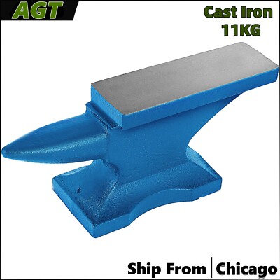 AGT 24 LB Anvil Blacksmith Cast-Iron 11 KG Heat Treated Long Round Horn