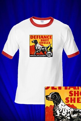 Defiance Shotgun Shells vintage RINGER Tee T-SHIRT FREE SHIP USA Duck Hunting