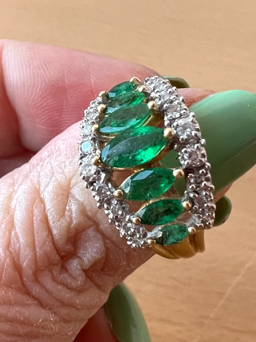 Emerald chevron ring deals