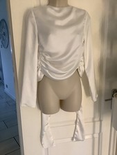 Zara, ladies white open back top, sz xs, sz 6,8, cropped ,summer, 