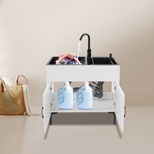 Double Bowl Sink Cabinet Utility Sink Laundry Sink Free Standing Sink W/faucet