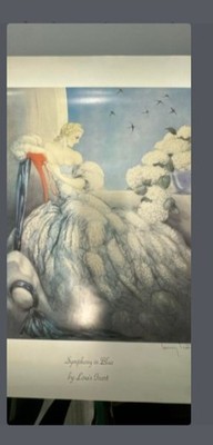 Louis Icart ''Symphony in Blue'' Art Deco Style Print   Glamourous Flapper Decor