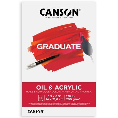 Graduate Oil Acrylic Paint Pad 5.5x8.5 inch 12 Sheets Foldover