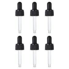 6 Pcs Plastic Glass Dropper Closure Top for 10ml(1/3oz) Bottle, Black