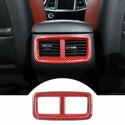 Red Carbon Rear Air Condition Outlet Vent Trim Cover for Dodge Challenger 2015+