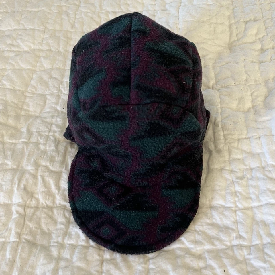 Vintage Columbia Aztec Fleece Hat S/M Ear Flaps Brim Adjustable Southwestern USA - Image 2 of 4