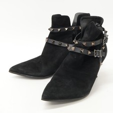 Valentino Garavani J625 2 Studded Pointed Toe Heels Suede Black Women's EU38/US8