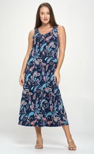 JOSTAR LONG TANK DRESS Stretch Poly Spandex Knit RED NAVY BLUE S M L XL