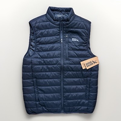Brand New W/Tags Eddie Bauer Baywood Mens Packable Puffer Vest Black Size Medium