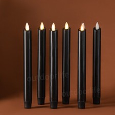 Luminara Flameless Taper Candles with Realistic Moving Flame Remote Black 6PCS