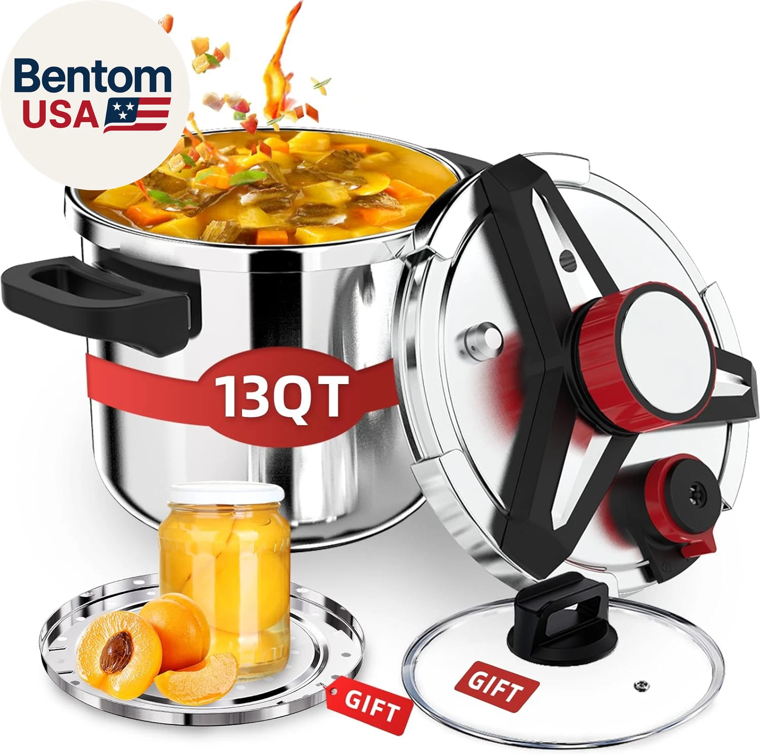 3-In-1 304 Stainless Steel Pressure Cooker 13 Quart: [Explosion-Proof] [3 PSI Se
Opens in a new wind
