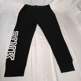 Victoria Secret Pink Women L Black Jogger Sweatpants Everyday Skinny Lounge Cozy
