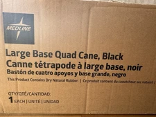 Medline Adjustable Aluminum Quad Cane with Large Base, 29"-38", Black