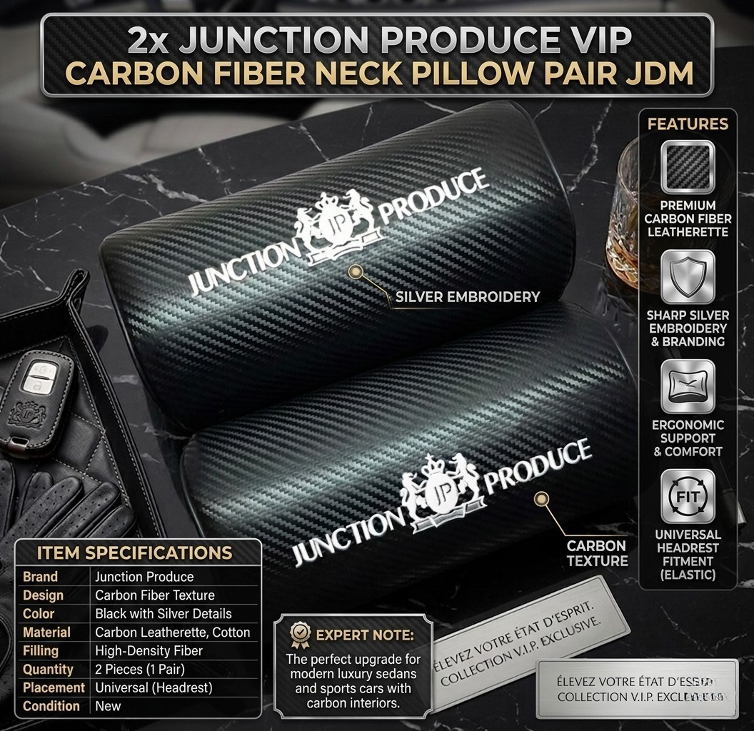 Coussins de cou de luxe Junction Produce en fibre de carbone style VIP JDM noir