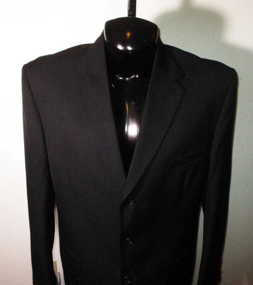 Traje CITY STREETS negro de lana peinada 2 piezas para hombre talla 44 largo, 33X33 nuevo sin etiquetas Foto 3 de 4