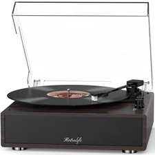 Record Player Built-in Stereo Speakers Vintage Turntable for Vinyl Records