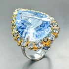 Gemstone ring 36 ct+ Natural Blue Topaz Ring 925 Sterling Silver Size 7 /R470906