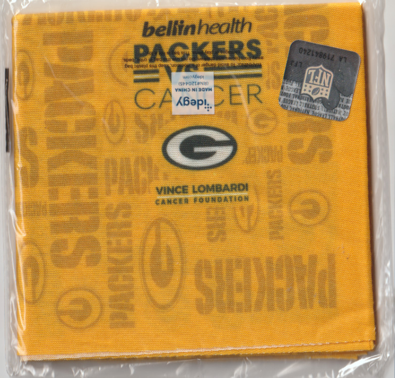 GREEN BAY PACKERS 2022, 20" X 20" VINCE LOMBARDI CANCER, BANDANA/HANDKERCHIEF