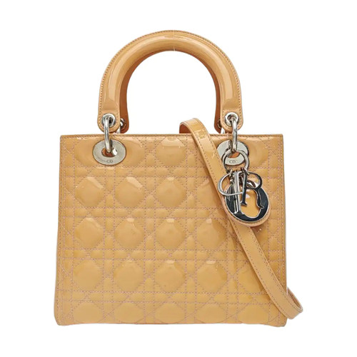 【Authentic】 DIOR Lady Dior Yellow Patent leather Handbags (DDP)