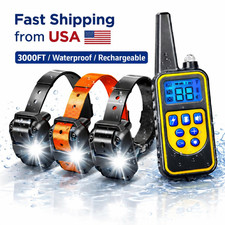 Dog Training Collar 3000 FT Rechargeable Remote Shock PET Waterproof US Trainer