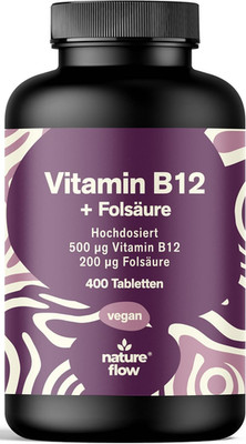 Vitamin B12 Hochdosiert - 400 Tabletten Mit 500Μg Vit B12 + 200Μg Folsäure