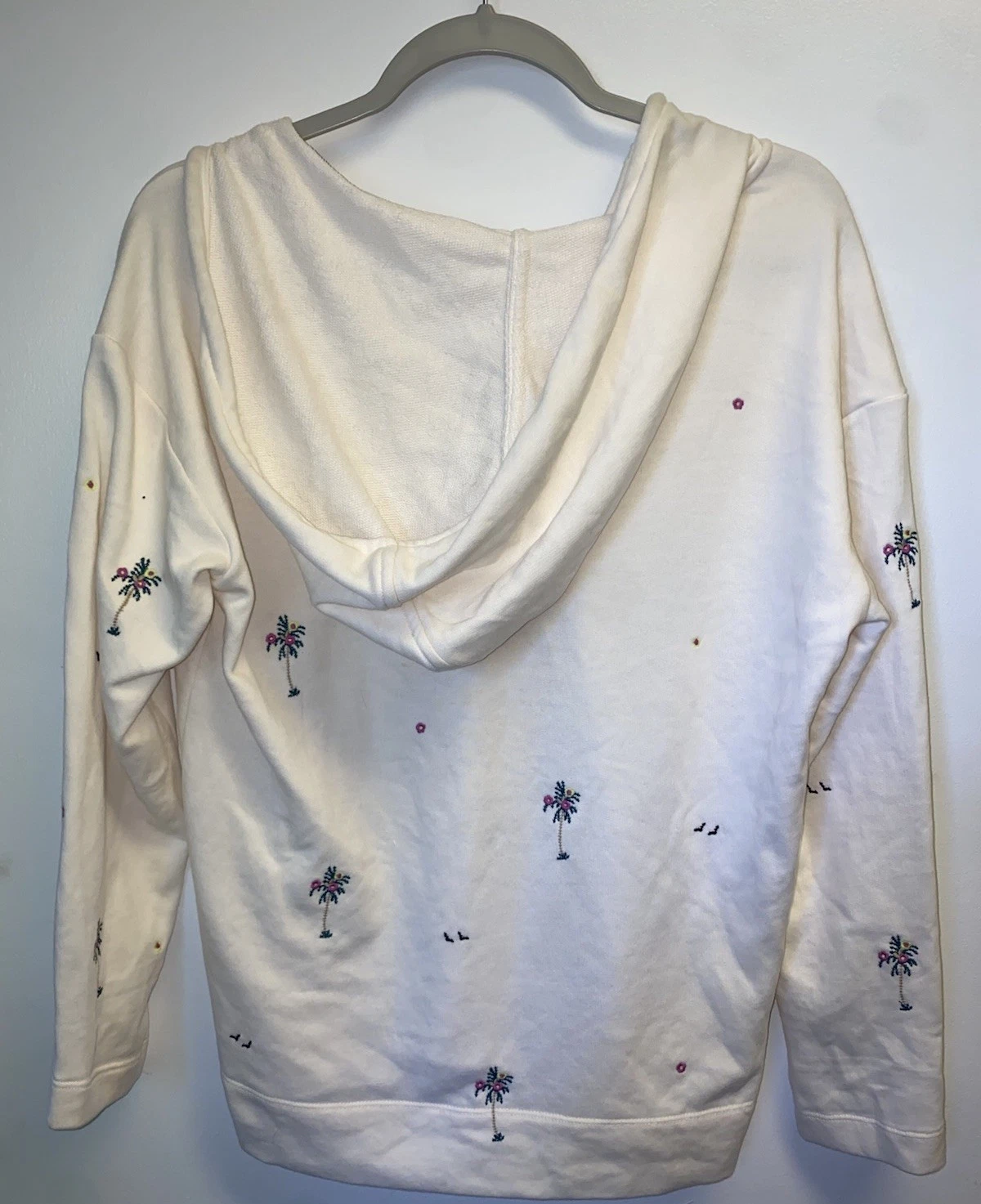 OFF WHITE Felpa Lou & Grey Terry con cappuccio Paradise Palm ricamata XS panna nuova con etichetta