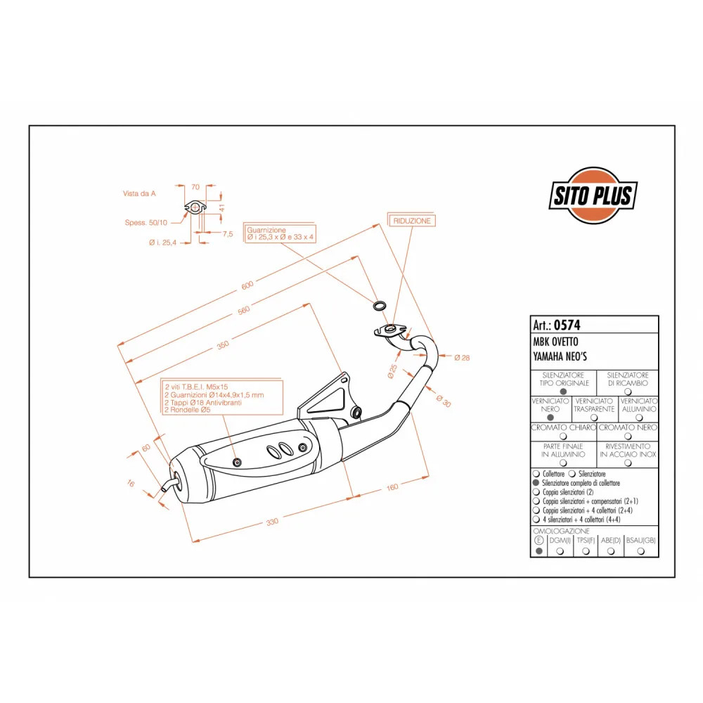 Complete Exhaust System Leovince Sitoplus Steel Mbk Ovetto 50 2002 > 2012