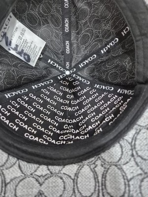 COACH All Over Signature Logo Jacquard Baseball/Cap HAT Grey