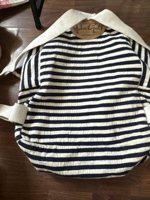 John Galt Backpack Navy Striped Canvas Adjustable Straps  display picture 3