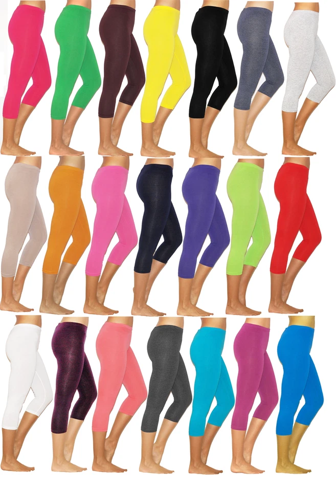 Capri Leggings 3/4 blickdicht Baumwolle kurze Hose Damen Unisex - Bild 1 von 1