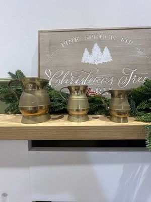 3er Set Graduierung massiv Messing Krüge Gold Küchendeko Hängedeko