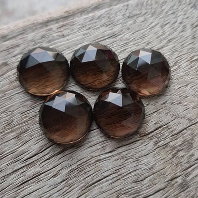 13mm Smoky Quartz Natural Round Rose Cut Loose Gemstone