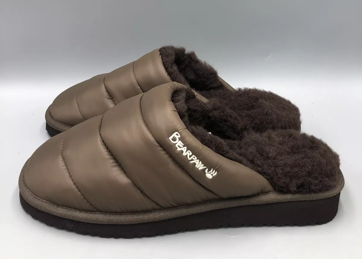 Bearpaw Puffy Slipper Chocolate Wool Blend Comfy Slippers Size 9
