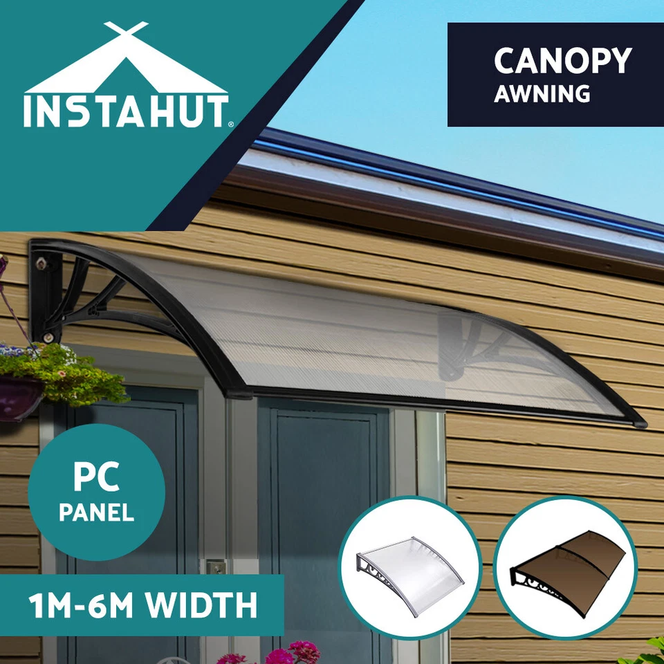 Instahut Window Door Awning Door Canopy Patio Shade 1-6M Rain Cover Sun Shield