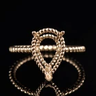 Pear Custom 12×8MM Engagement Women Ring Semi Mount Rope Solid 14K Yellow Gold