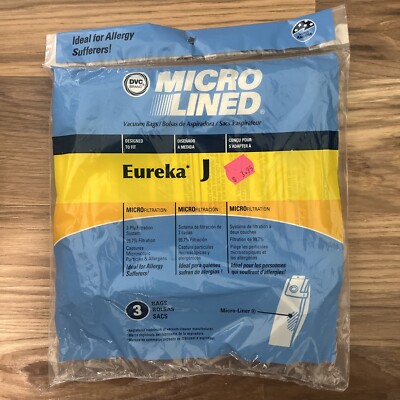 DVC 458287 Eureka Style J 61515C Micro Allergen Vacuum Cleaner Bags 3 in Pack 