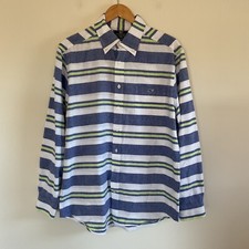 Vineyard Vines Linen Blend Slim Fit Tucker Button Down Shirt Mens L White Blue