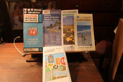 Vintage Lot of 5 Travel Maps South Carolina TN Nashville Mich KY Ohio DC MD VA