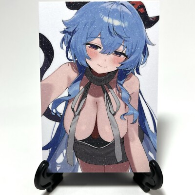Genshin Impact Ganyu Sexy Anime Waifu Girl Doujin Lewd Goddess Glitter Art Card