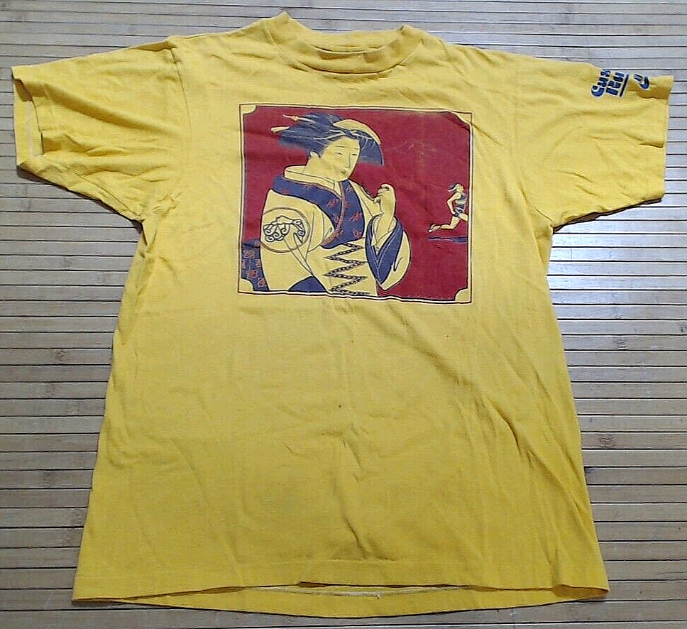 Vtg Nike Geisha T Shirt Med Yellow Hanes Tag Cascade Run Off Vtg Nike Geisha T Shirt Med Yellow Hanes Tag Cascade Run Off