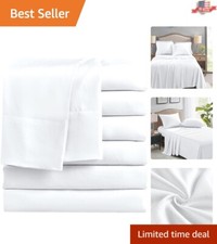 Bulk Pack of 6 King Size Microfiber Flat Sheets - Stylish White Bedding
