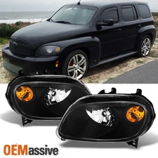 Fits 06-11 Chevy HHR Black Bezel Headlights Headlamps Lamps Lights 2006-2011
