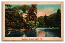 Generic Scenic Greetings From Paoli Pennsylvania PA Linen Postcard O24