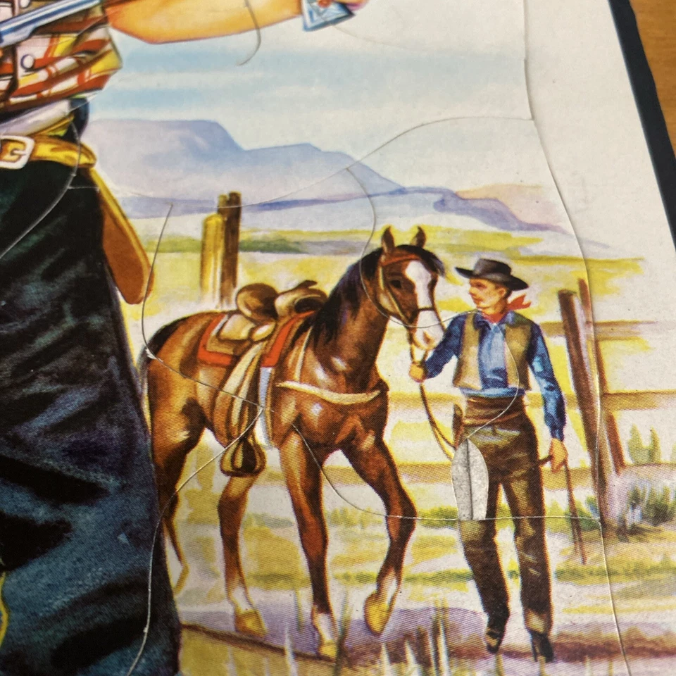 Antigo quebra-cabeça bandeja infantil (artista B. Lopez) pistolas xerife ocidental menino muito bom estado - Imagem 4 de 4