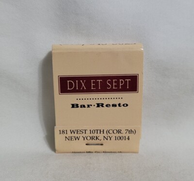 Vintage Dix Et Sept Restaurant Bar Matchbook New York City Advertising Full