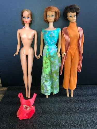Vintage Mattel Barbie Lot (3) Dolls 1958 #1 Titan Bubble Cut 1962 1967 Talking
