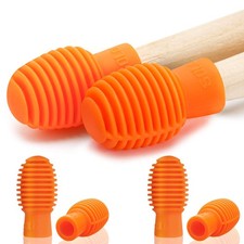 4 Pieces Drum Mute Dampener Silicone Drumstick Silent Grid, Orange