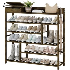 Shoe Rack for Front Door Entrance Bamboo Shoe Organizer with Storage Box Free...