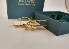 Baldwin Brass Biplane Airplane Ornament with Box